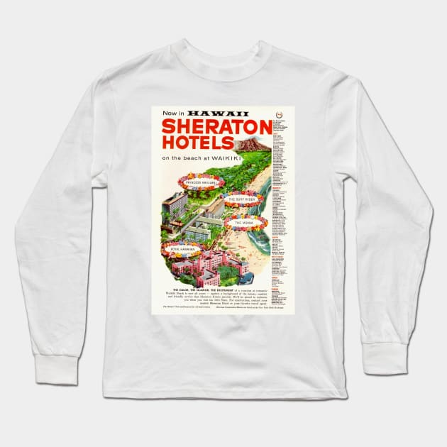 Vintage Travel - Waikiki, Hawaii Long Sleeve T-Shirt by Culturio